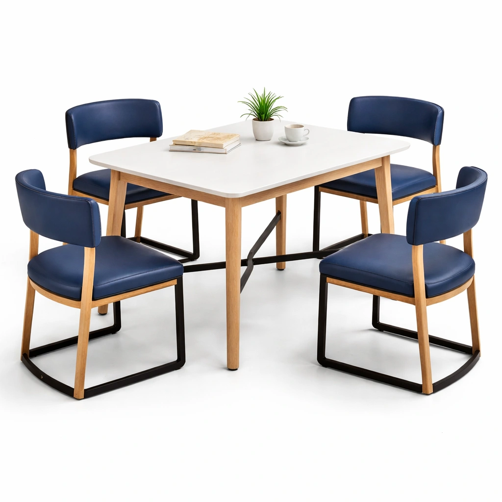 Esstisch Set modern mit vier Stuehlen