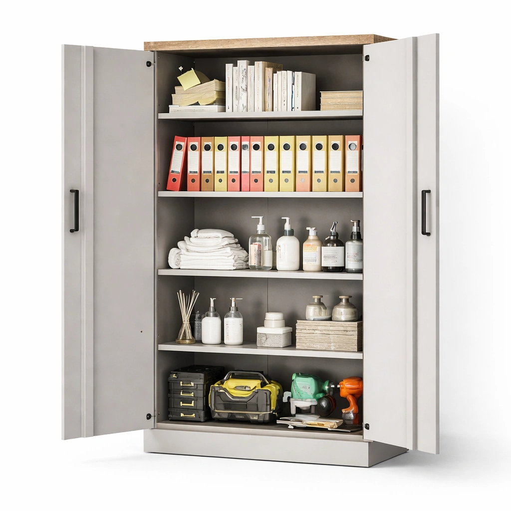 Mehrzweckschrank mit Tueren und Regalen