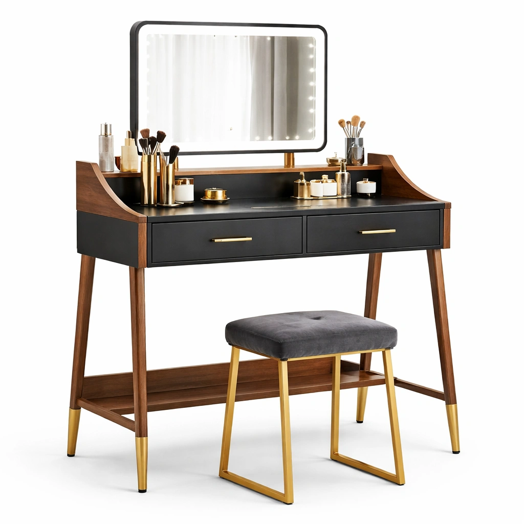 Schminktisch modern mit Spiegel und Hocker