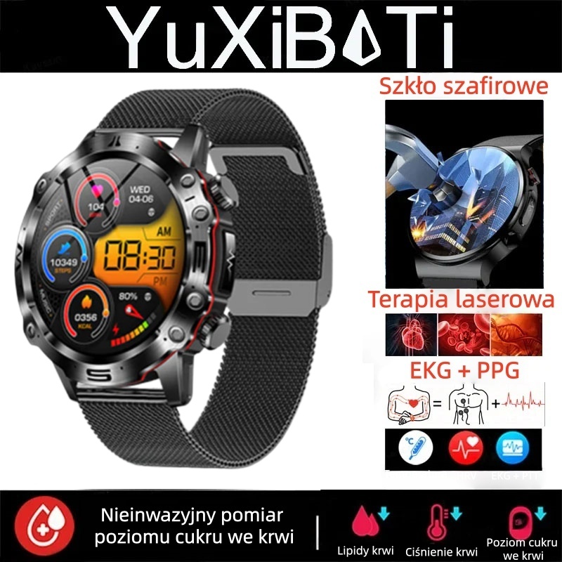 ✨Diagnostyczny smartwatch z obsługą sztucznej inteligencji – model 2026, pomiar lipidów we krwi, ⌚