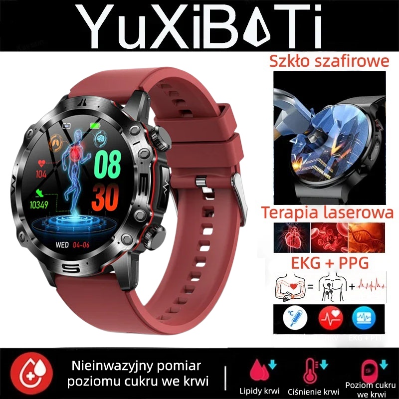 ✨Diagnostyczny smartwatch z obsługą sztucznej inteligencji – model 2026, pomiar lipidów we krwi, ⌚