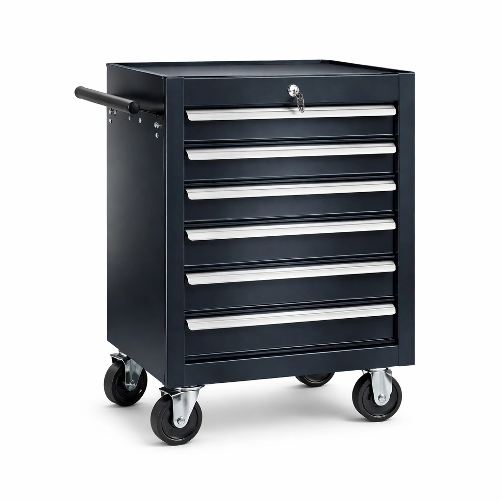 Carro de herramientas metálico con 6 cajones y ruedas-roomlina