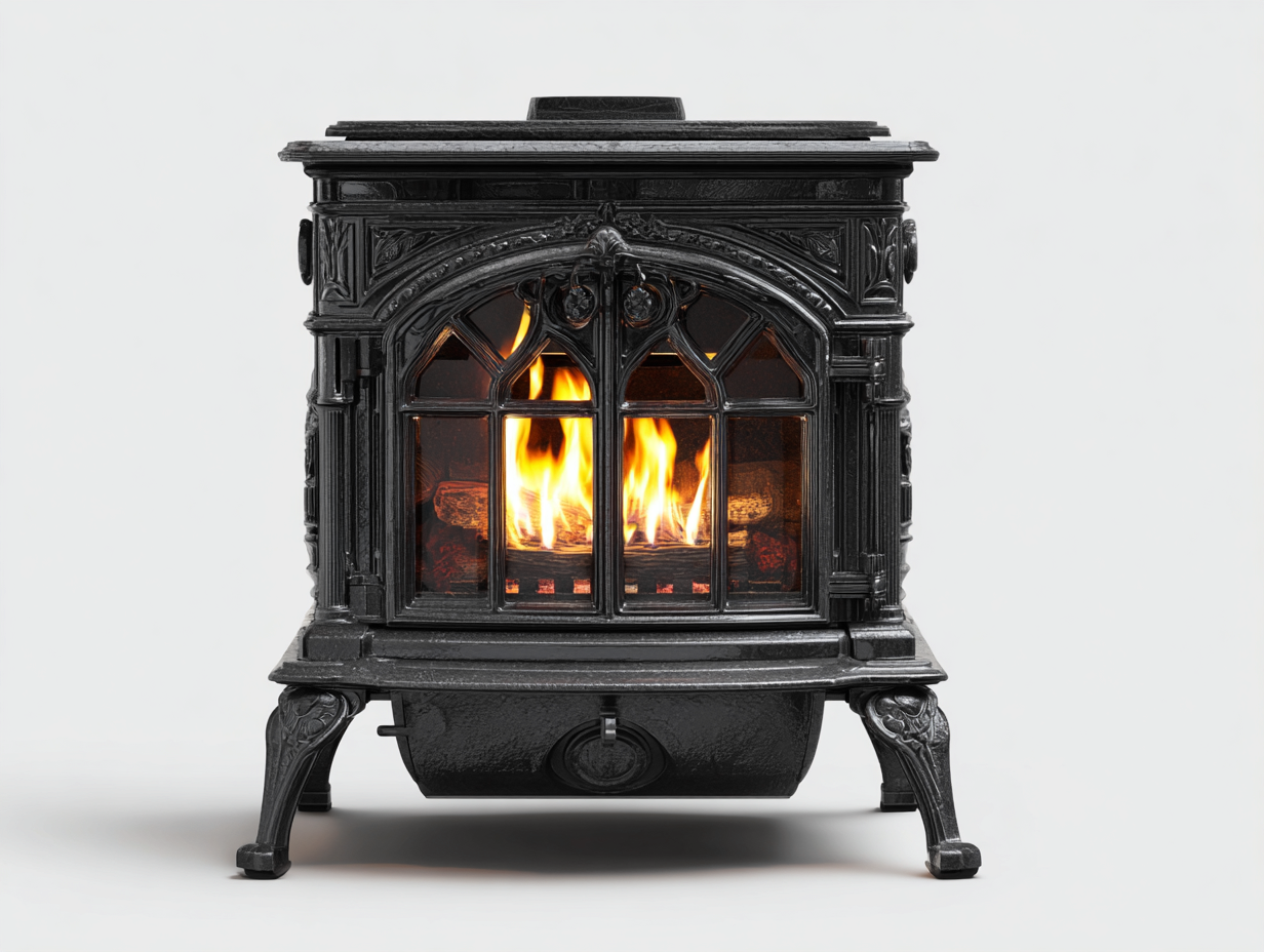 Camino - Ghisa-Vetro - 66x50x68 cm - Nero - Stile classico-Palaraspace