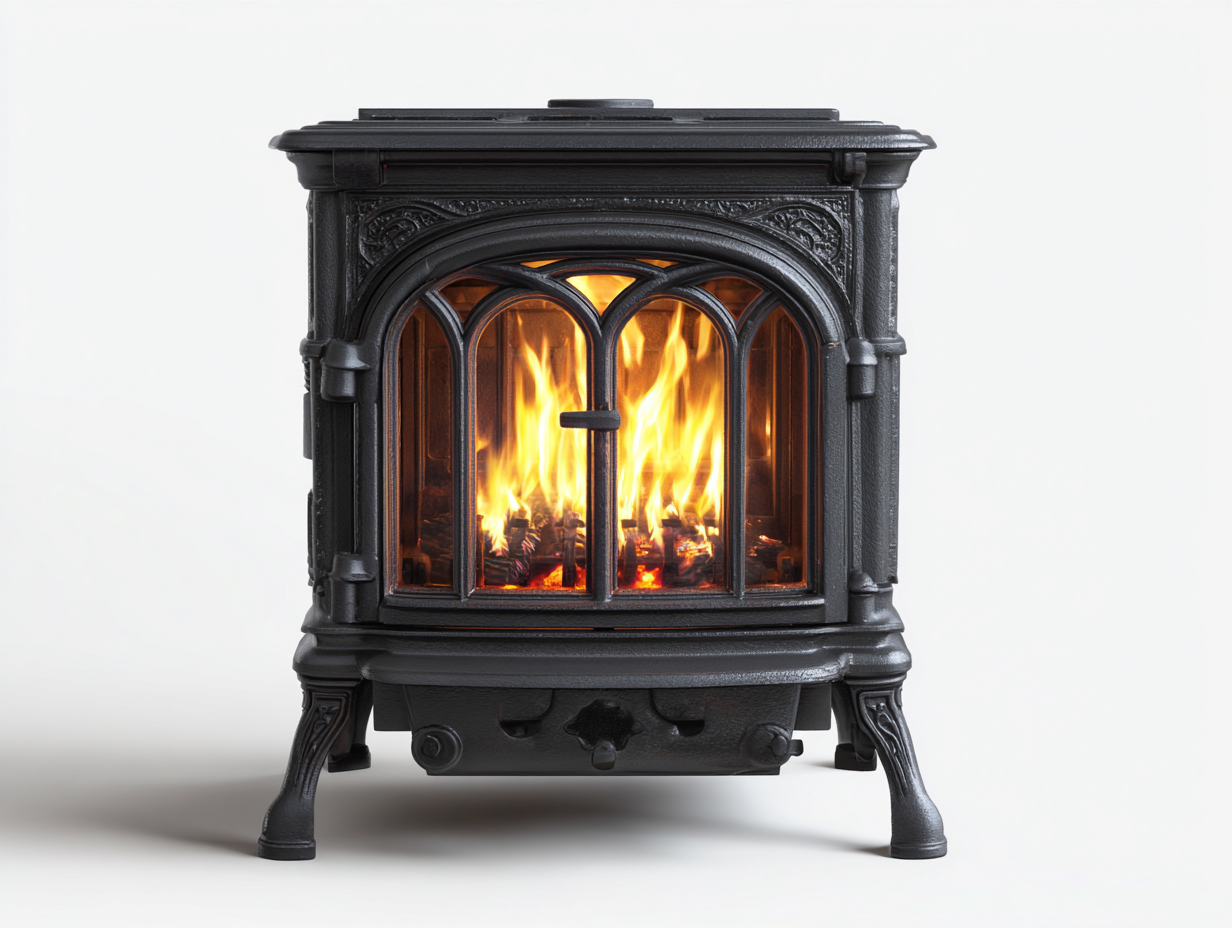 Camino - Ghisa-Vetro - 60x45x63 cm - Nero - Stile classico-Palaraspace