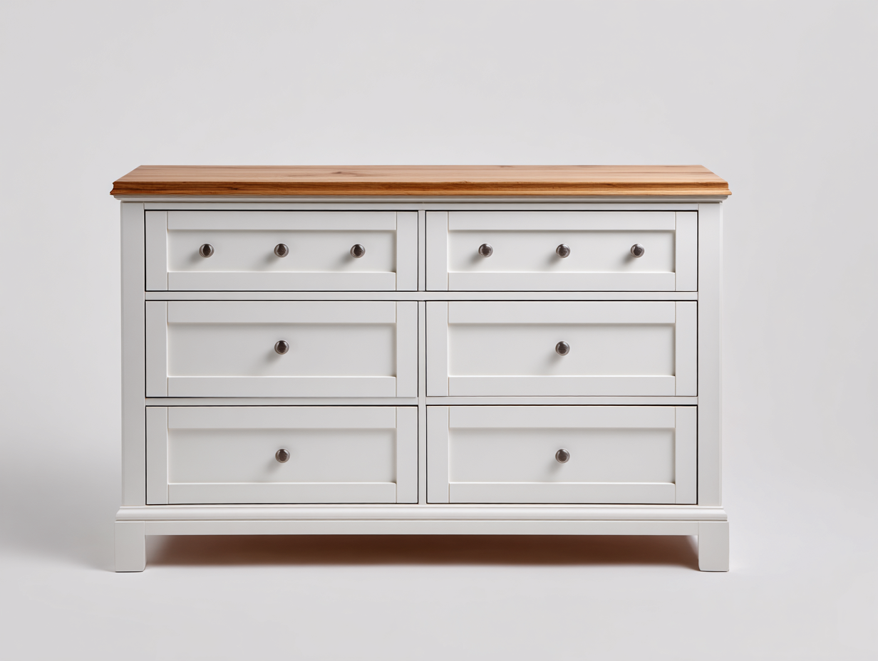 Cassettiera-Legno-MDF-124x45x84 cm-Bianco-Naturale-Stile classico-Palaraspace