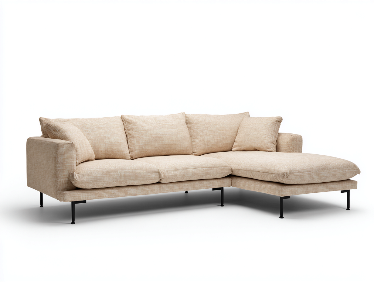 Divano angolare - Tessuto-Metallo - 276x168x80 cm - Beige - Stile moderno-Palaraspace