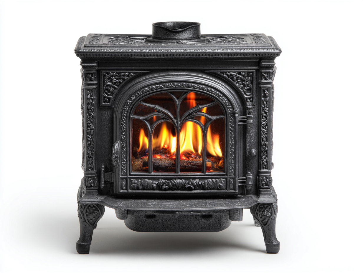 Camino - Ghisa-Vetro - 56x42x60 cm - Nero - Stile classico-Palaraspace