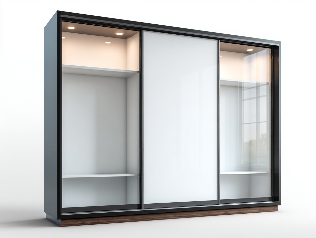 Armadio-Vetro-MDF-184x61x214 cm-Nero-Bianco-Stile moderno-Palaraspace