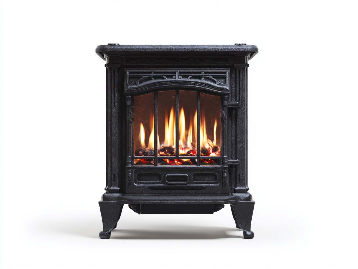 Camino - Ghisa-Vetro - 60x46x71 cm - Nero - Stile classico-Palaraspace