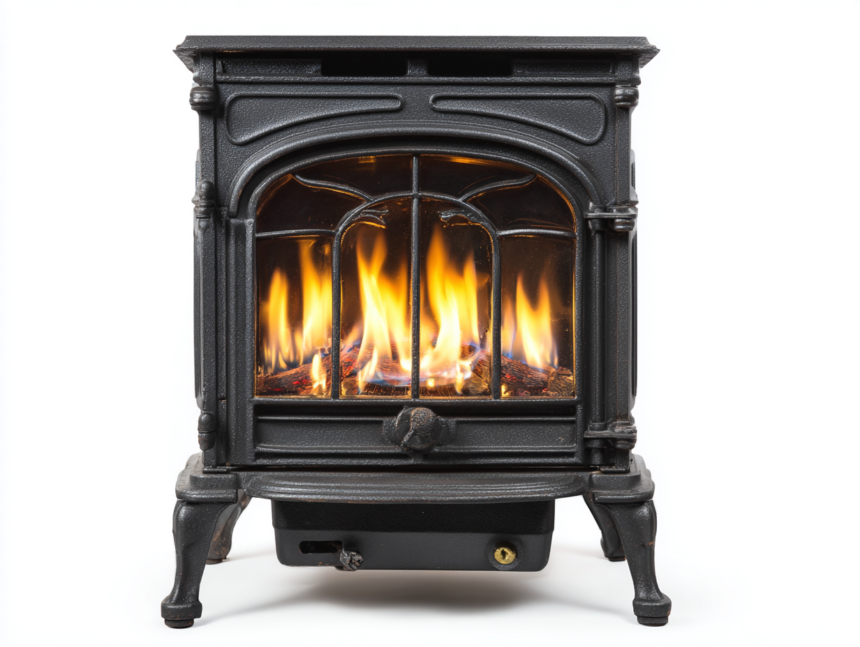 Camino - Ghisa-Vetro - 50x37x55 cm - Nero - Stile classico-Palaraspace