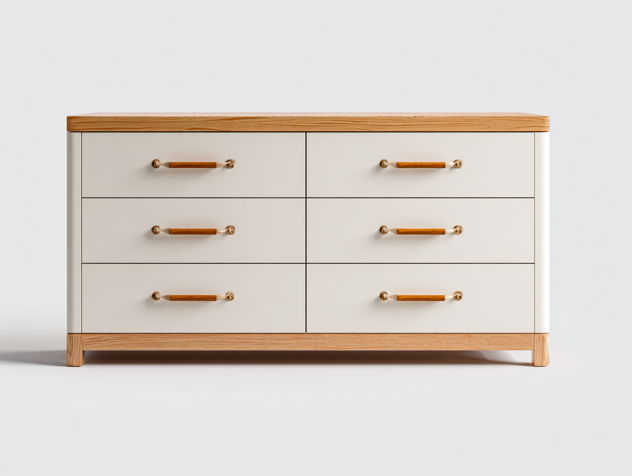 Cassettiera-Legno-MDF-126x46x82 cm-Bianco-Naturale-Stile moderno-Palaraspace