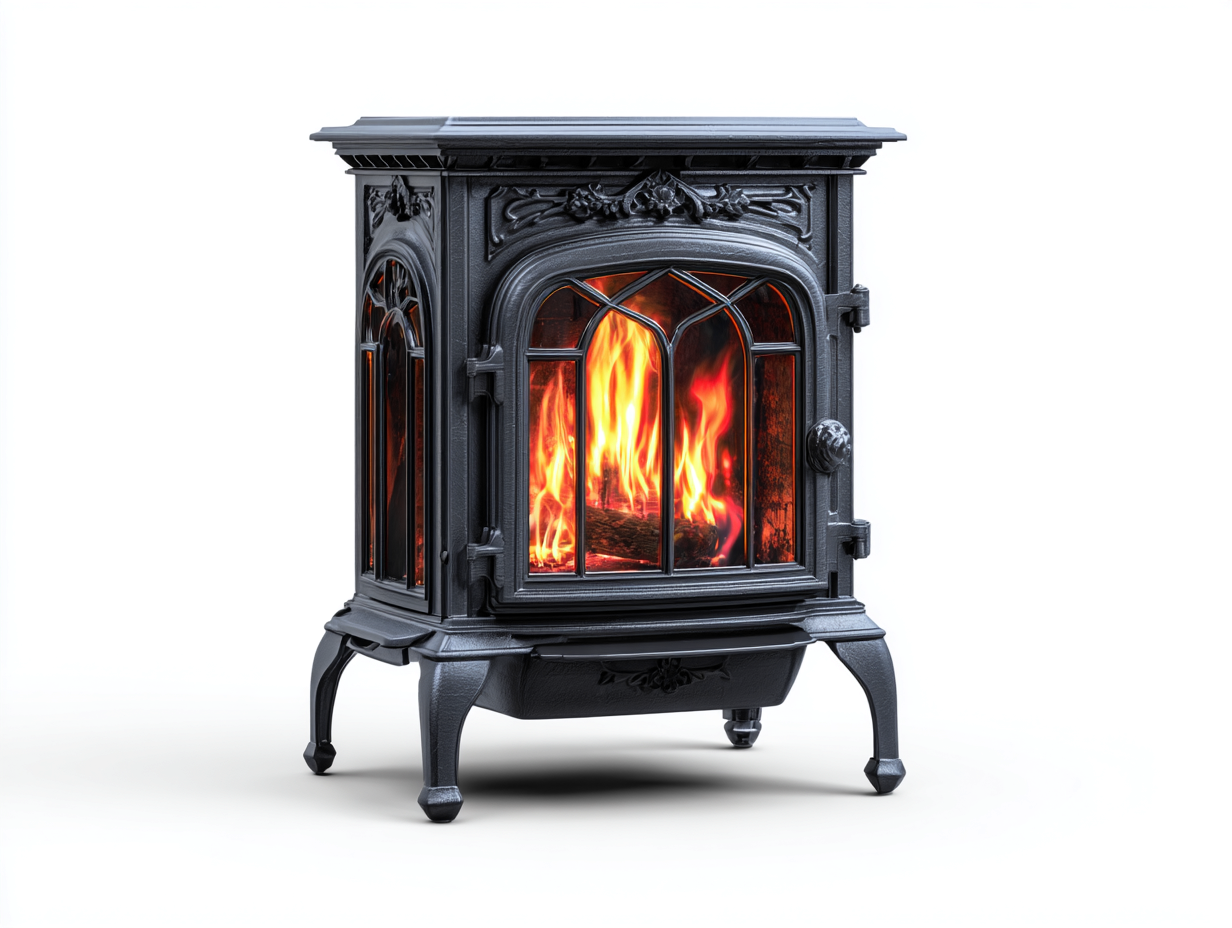 Camino - Ghisa-Vetro - 70x54x72 cm - Nero - Stile classico-Palaraspace