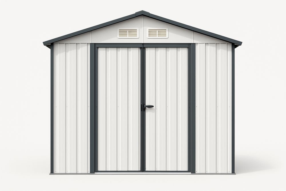 Abrigo de Jardim Metálico com Estrutura em Aço Galvanizado Cinza/Branco 213x127x185(C×L×A) cm-Cozechez