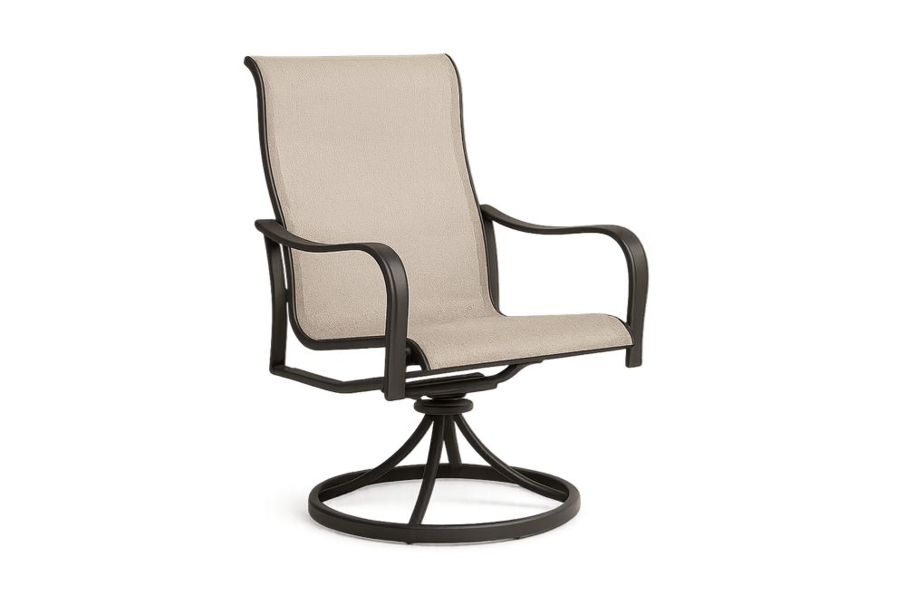 Cadeira Giratória de Exterior em Alumínio com Tecido Textilene Bege-Cozechez