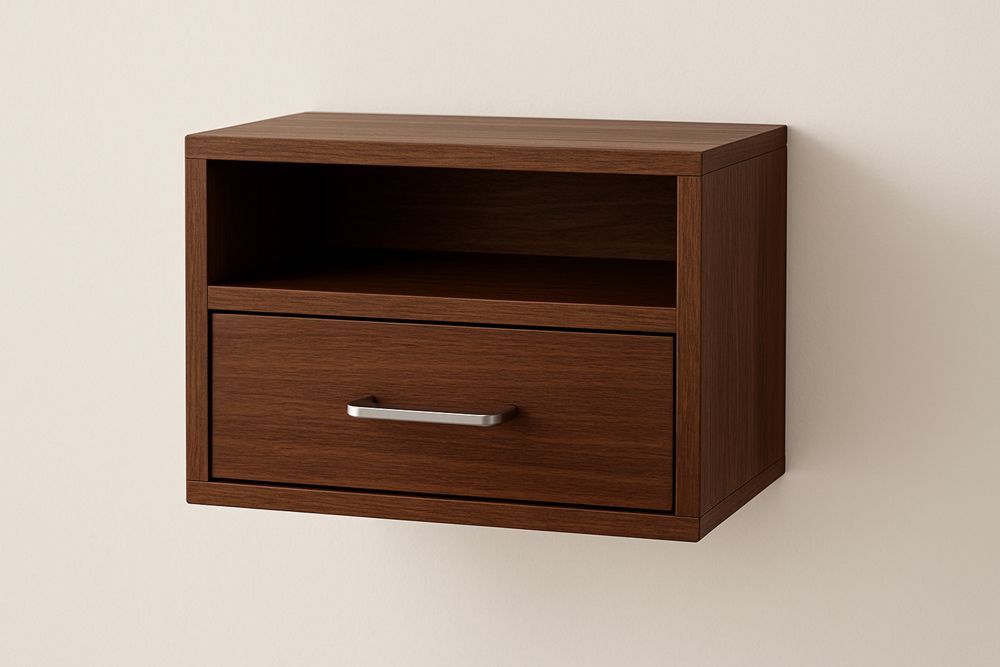 Prateleira de Parede com Gaveta em Madeira MDF Marrom-Cozechez