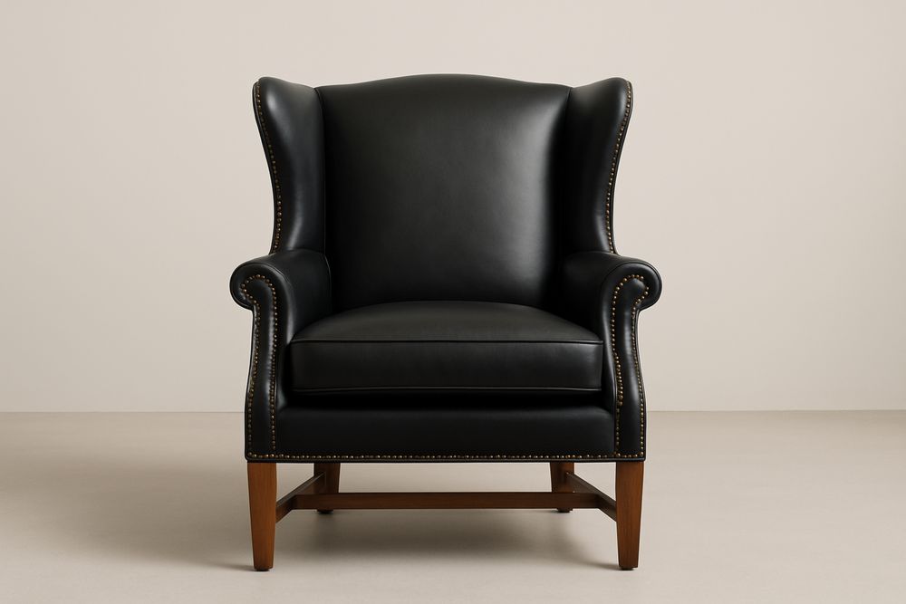 Poltrona em Couro genuíno com Pés em Madeira Maciça-Cozechez