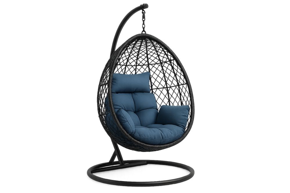 Cadeira Suspensa de Aço com Almofada de Poliéster Azul-Cozechez