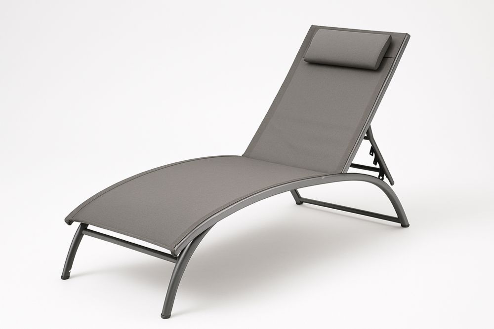 Espreguiçadeira Ajustável de Alumínio e Tecido Poliéster Cinza-Cozechez