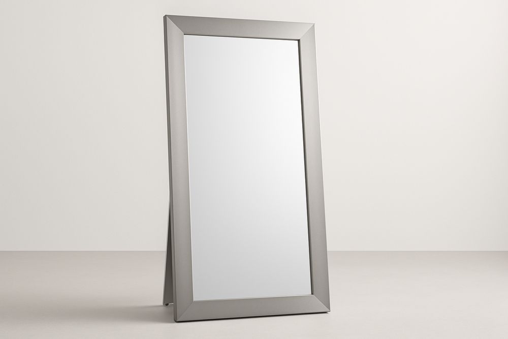 Espelho de Piso Retangular Prata com Moldura de Alumínio-Nestgemuet