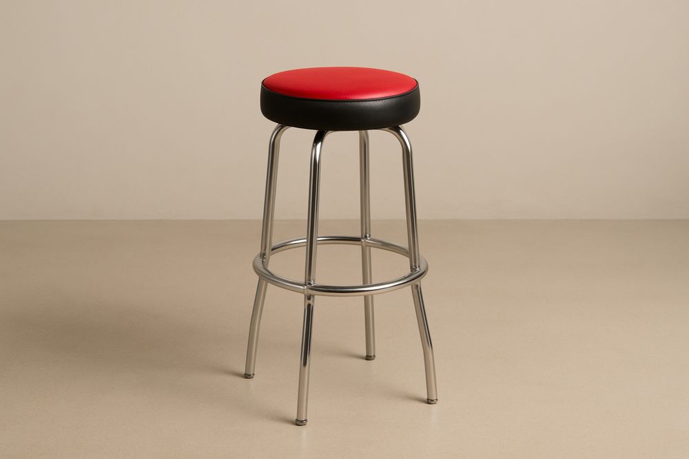 Banqueta de bar Alto em Aço Cromado com Assento Vermelho e Preto-Nestgemuet