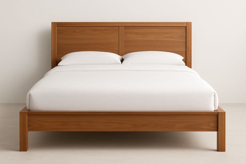 Cama de Casal em Madeira Maciça com Colchão e Travesseiros 140x200(L×C) cm-Nestgemuet