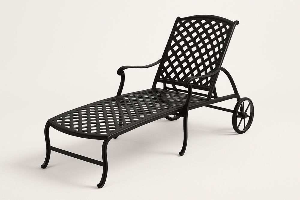 Espreguiçadeira de Alumínio com Rodas Preta-Nestgemuet