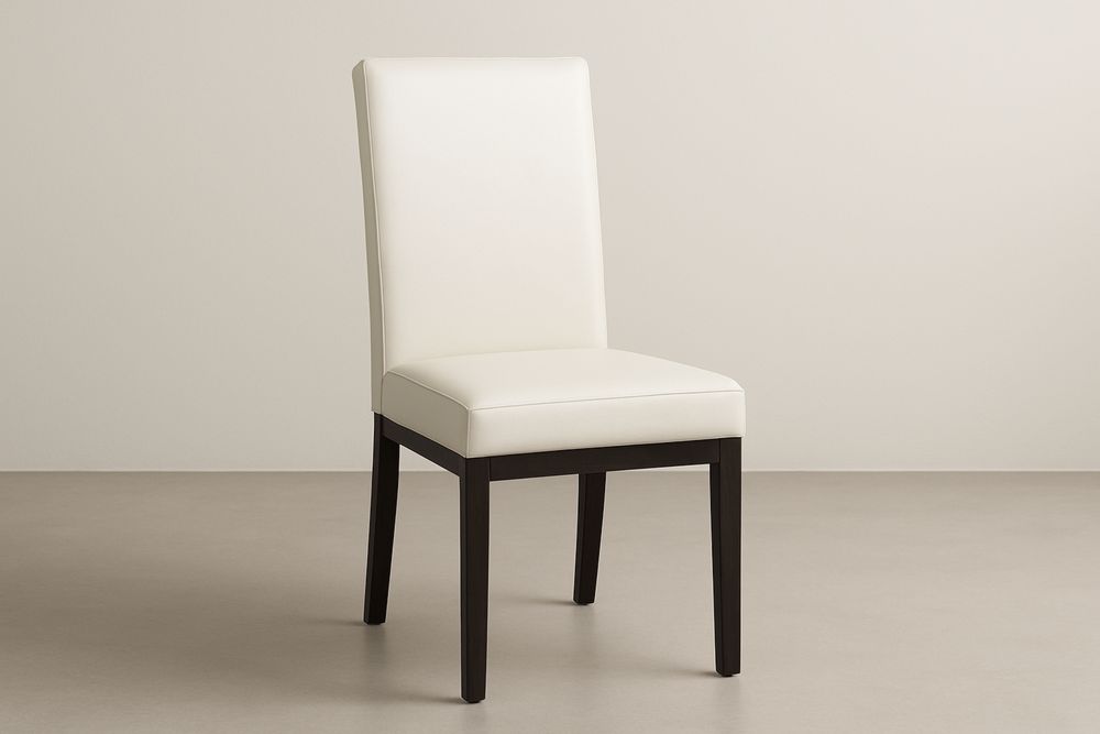 Cadeira de Jantar em Couro Sintético Branco com Estrutura de Madeira Maciça-Nestgemuet