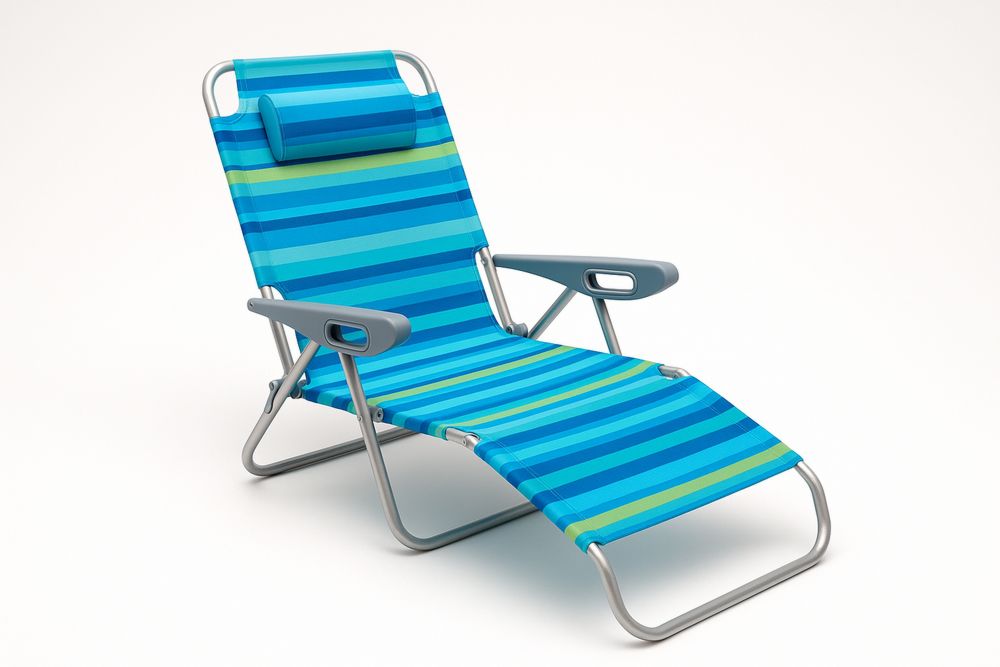 Cadeira Reclinável para Praia com Estrutura de Alumínio e Tecido de Poliéster Azul-Nestgemuet