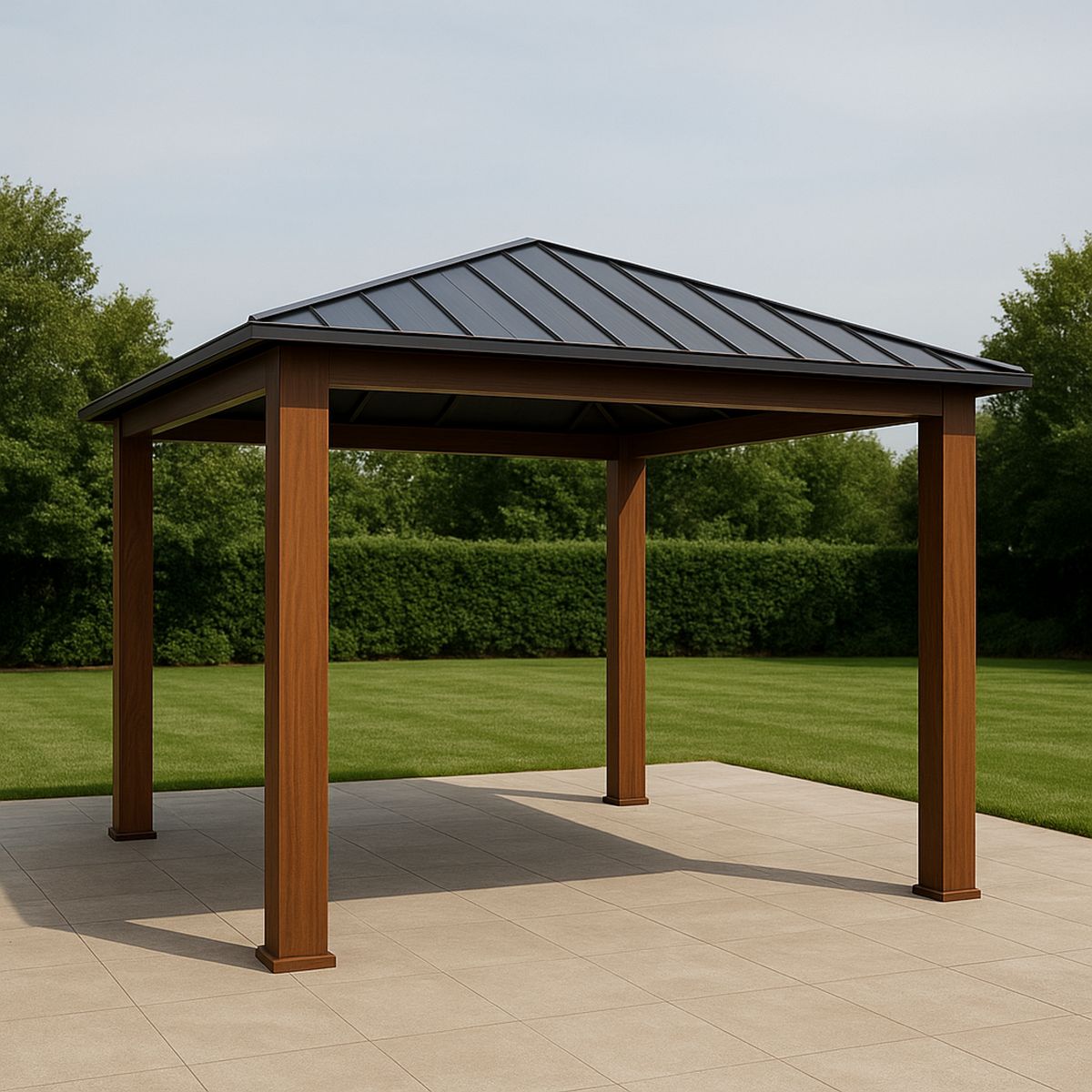 Kerti pavilon alumínium váz szerkezettel, antracit acél tetővel, 300x300x250 cm