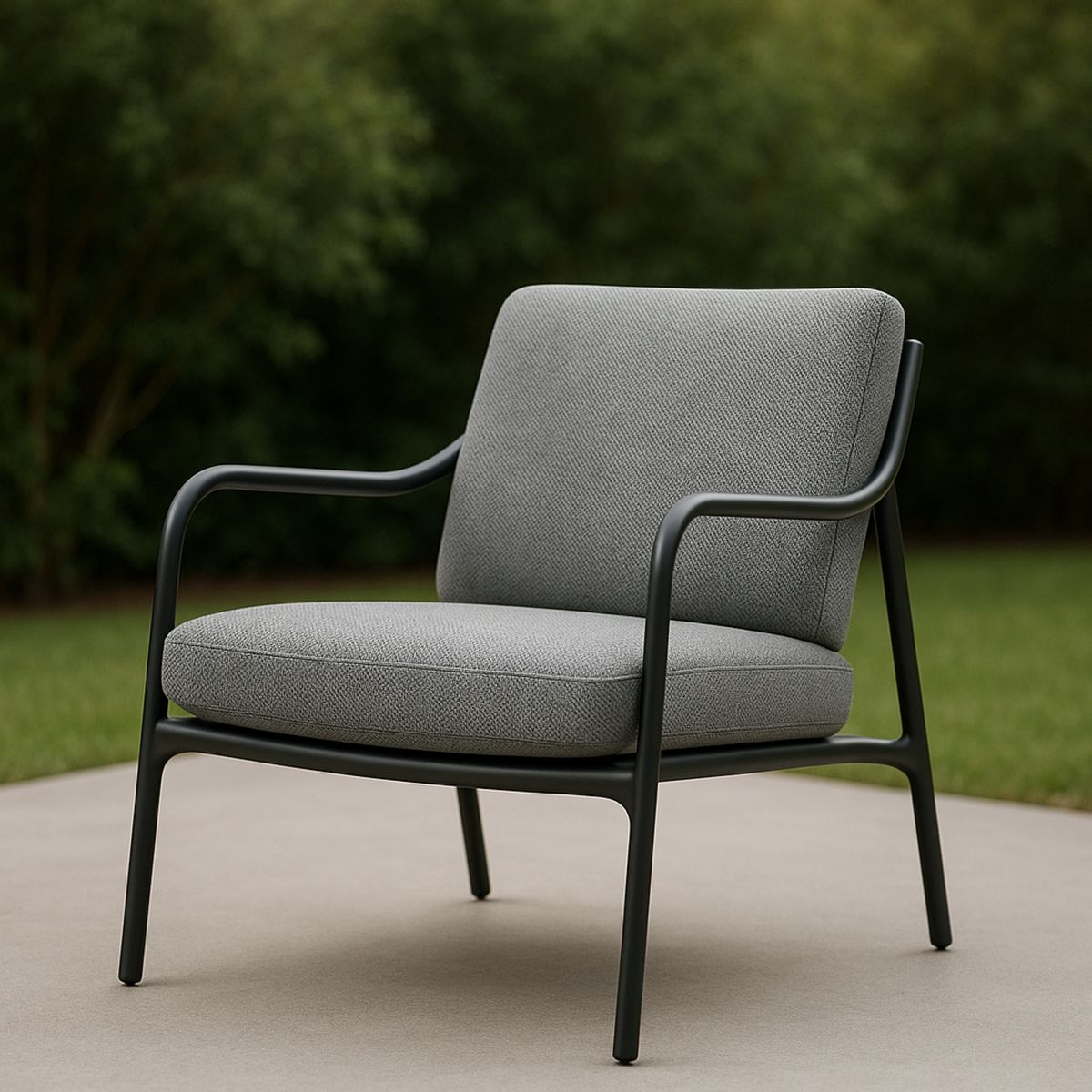 Szürke Kerti Karosszék Fém Váz Poliészter Huzattal 75x70x80cm