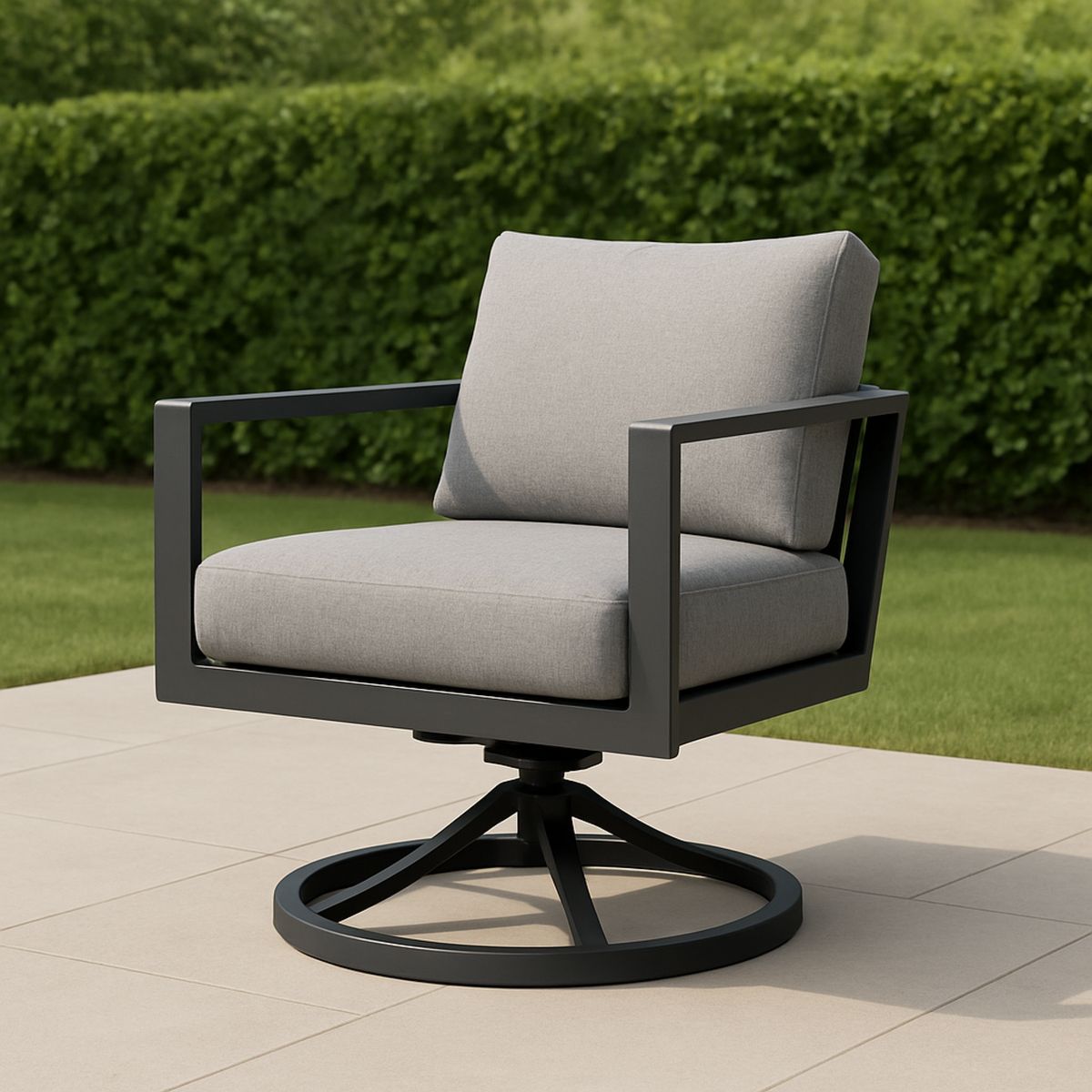 Kültéri szürke alumínium forgószék vízálló poliészter párnával