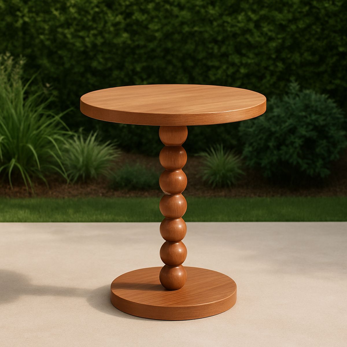 Kör alakú kerti asztal fa barna színben