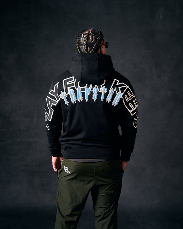 PFK x Trapstar Irongate Hoodie Black/Cool Blue