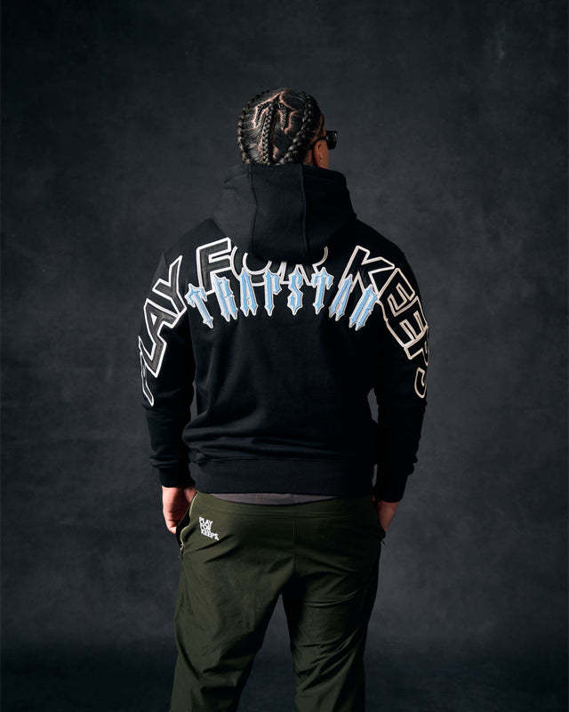 PFK x Trapstar Irongate Hoodie Black/Cool Blue