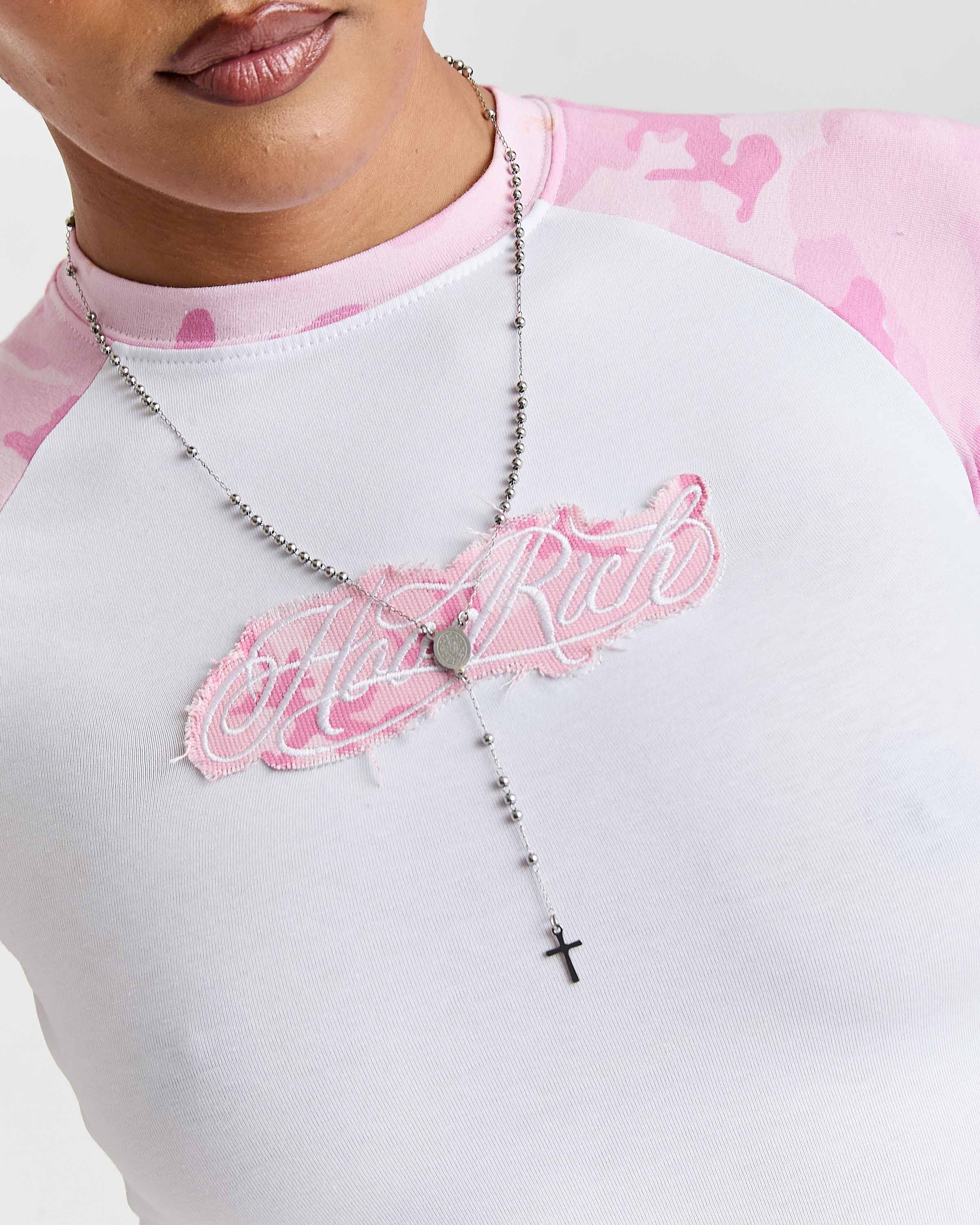 Field Fitted Tee - White/Pink Camo