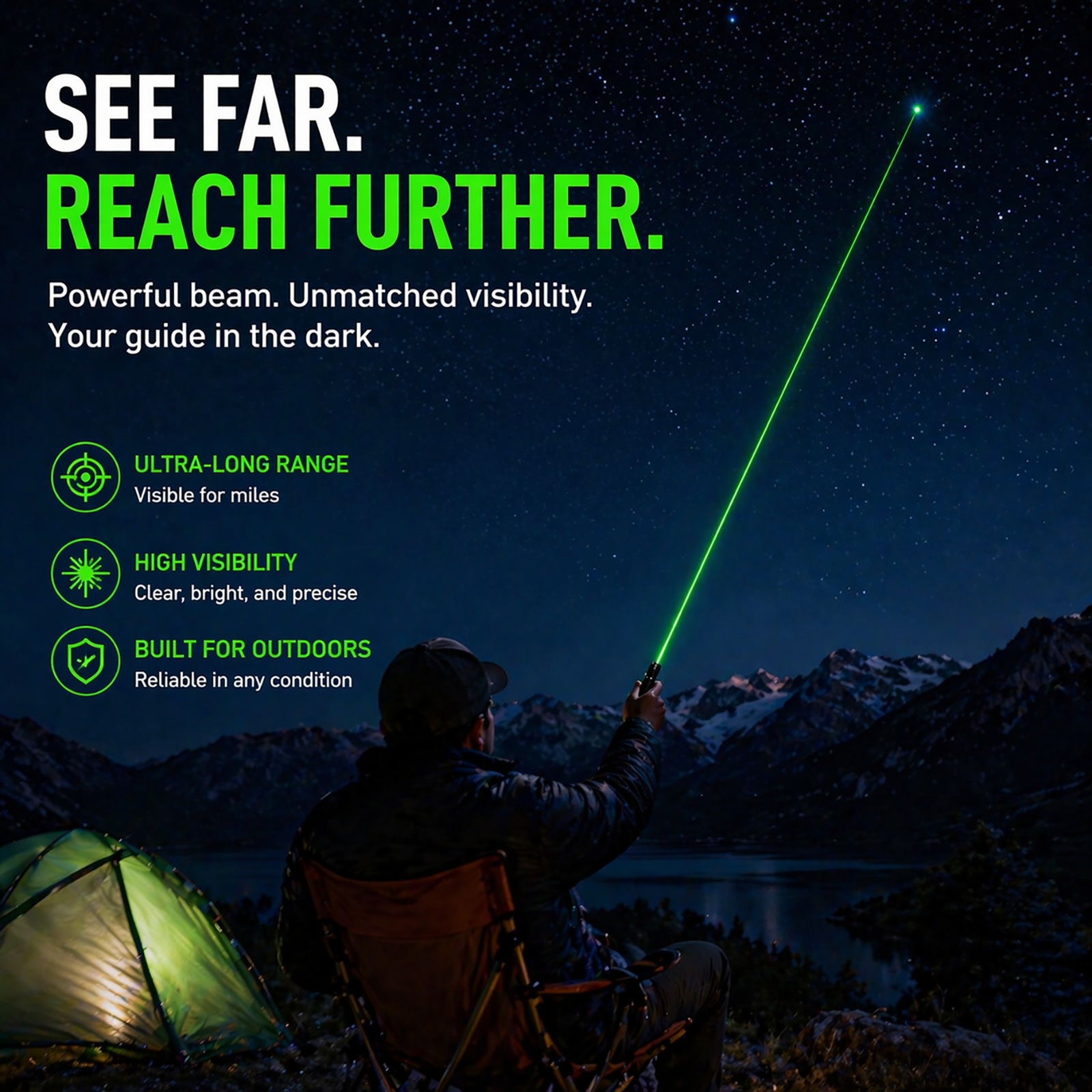 Precision Green Laser with Safety Lock Design