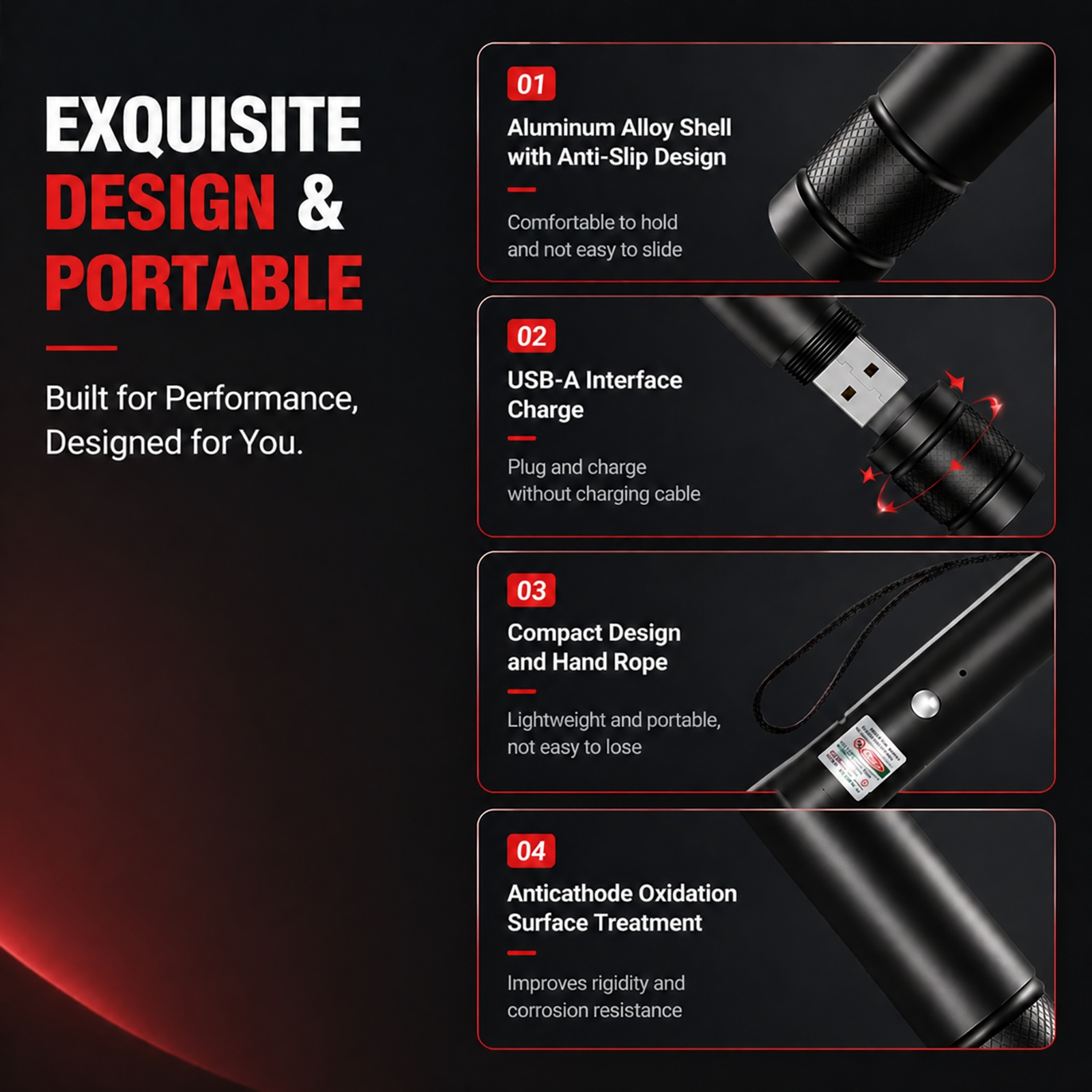 USB Rechargeable Red Laser Pointer SKK015