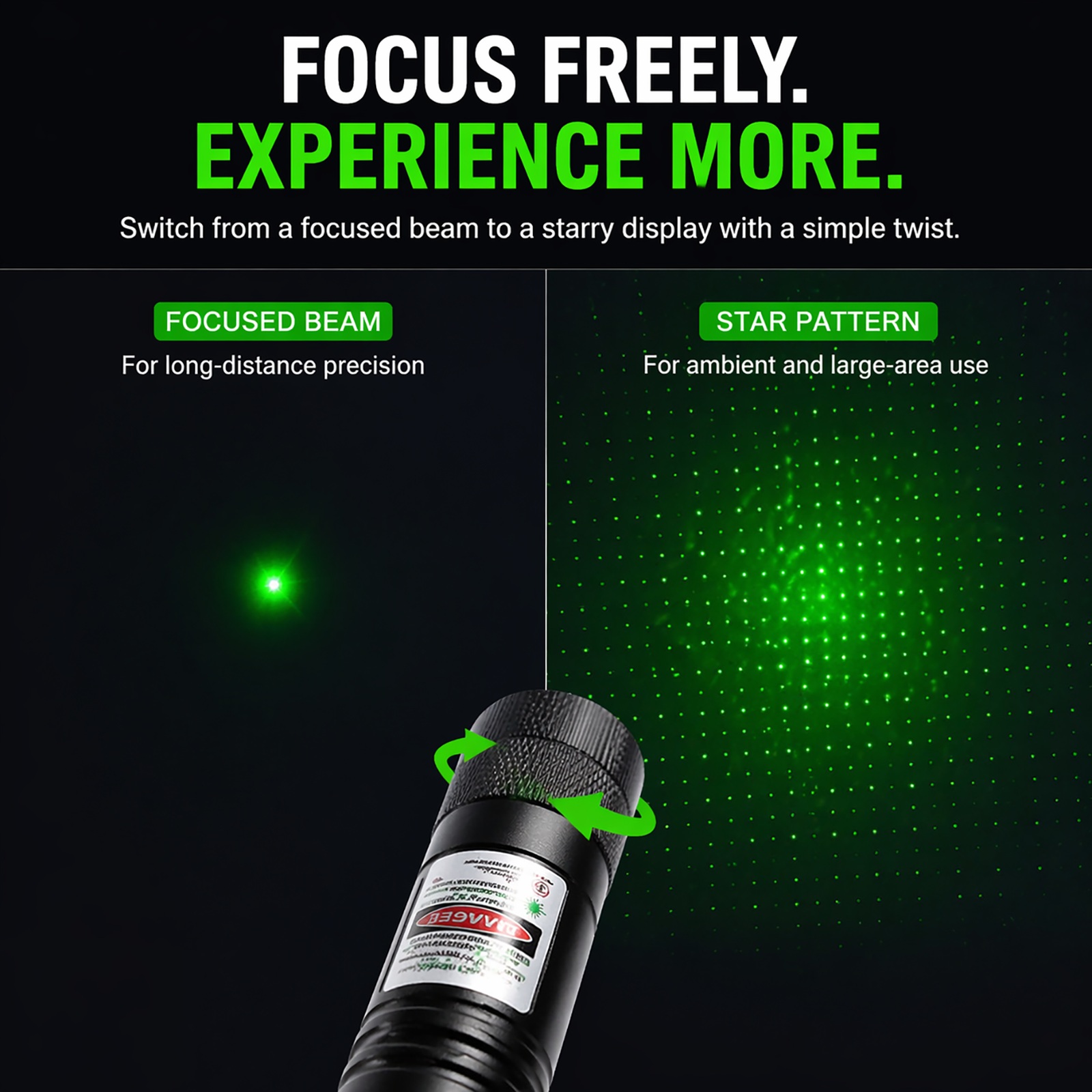 Precision Green Laser with Safety Lock Design