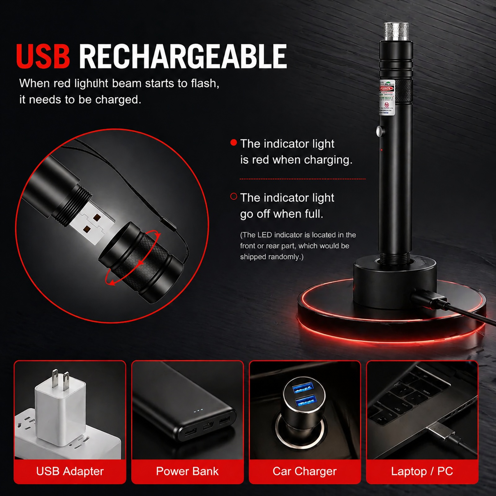 USB Rechargeable Red Laser Pointer SKK015