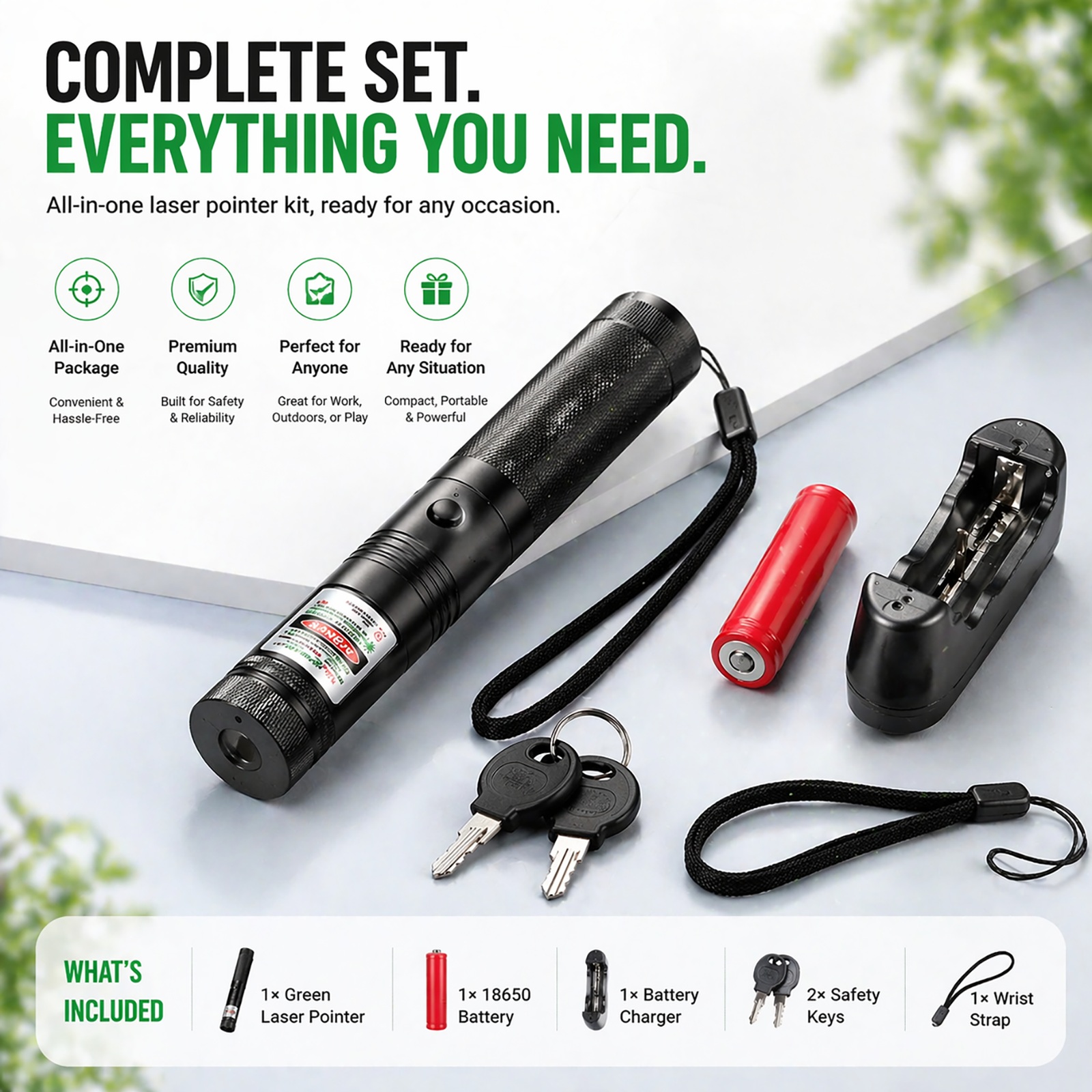 Precision Green Laser with Safety Lock Design