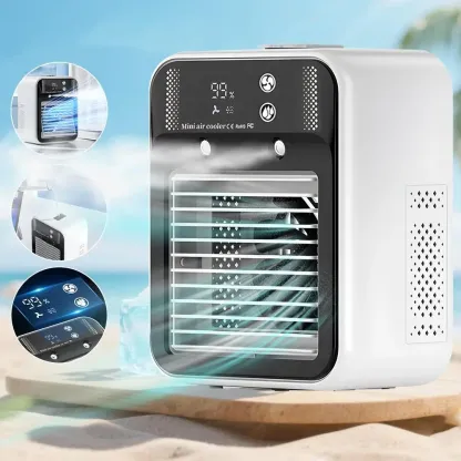 Portable Air Conditioner Mini Personal ac Unit Upgraded Air Cooler Cooling Fan Small Air Conditioner 2 Speed Cool Mist & Speeds for Room Office Camping Car