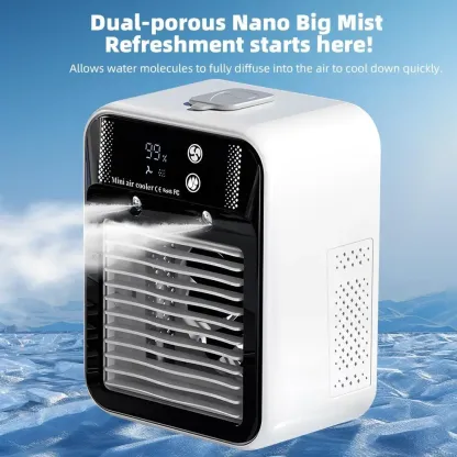 Portable Air Conditioner Mini Personal ac Unit Upgraded Air Cooler Cooling Fan Small Air Conditioner 2 Speed Cool Mist & Speeds for Room Office Camping Car