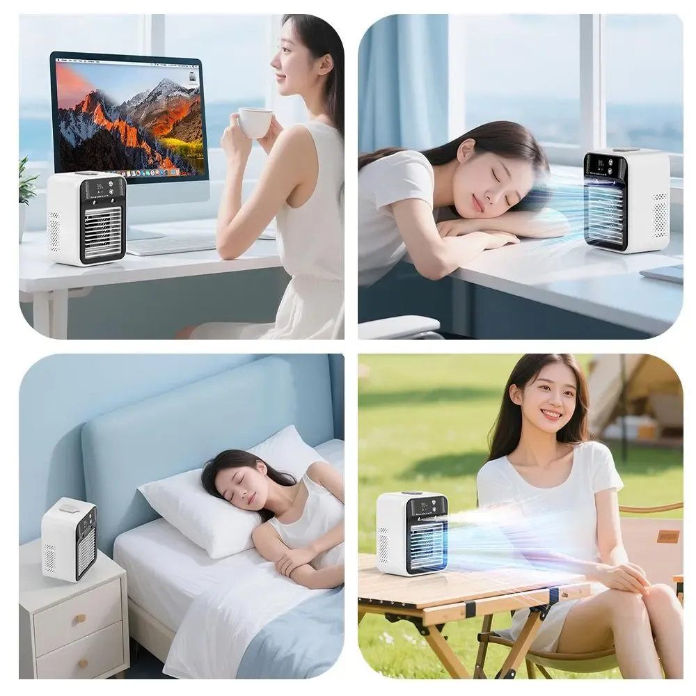 Portable Air Conditioner Mini Personal ac Unit Upgraded Air Cooler Cooling Fan Small Air Conditioner 2 Speed Cool Mist & Speeds for Room Office Camping Car