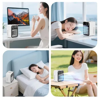 Portable Air Conditioner Mini Personal ac Unit Upgraded Air Cooler Cooling Fan Small Air Conditioner 2 Speed Cool Mist & Speeds for Room Office Camping Car