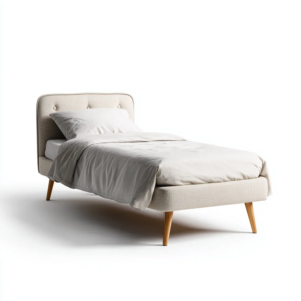 Lit simple en tissu 200x95x100 cm - beige - design scandinave-Licordanest