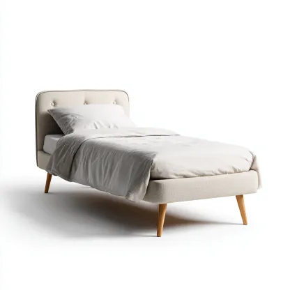 Lit simple en tissu 200x95x100 cm - beige - design scandinave-Licordanest