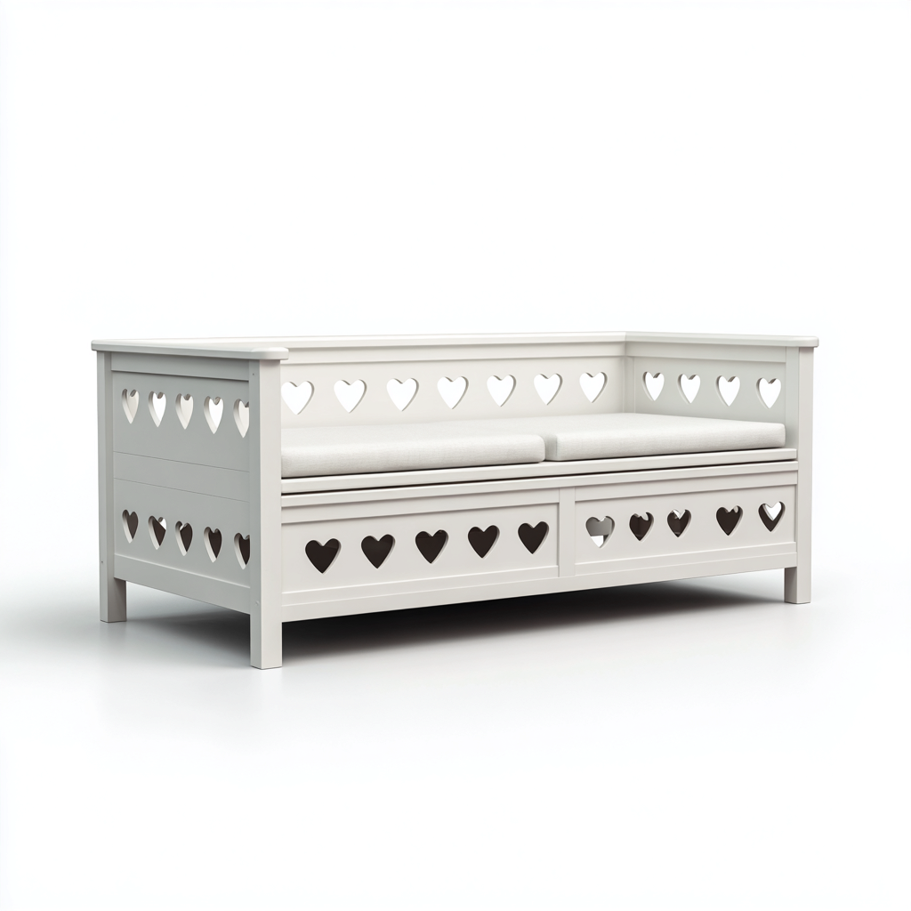 Canapé lit bois 200x80x75 cm - Blanc - Pour chambre - Style romantique-Licordanest