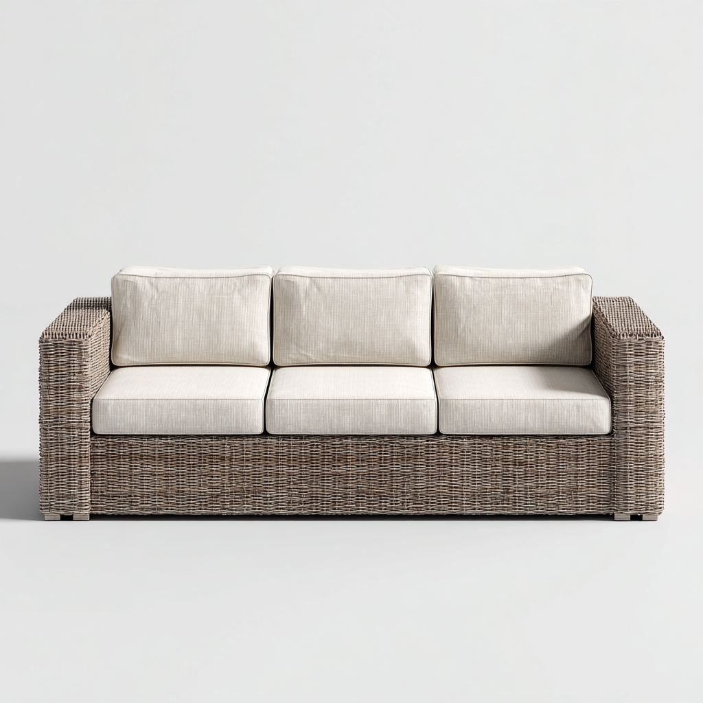 Canapé de jardin en résine tressée 180x75x75 cm - Beige-Marron - Design naturel pour extérieur-Licordanest