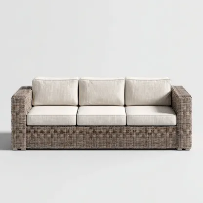 Canapé de jardin en résine tressée 180x75x75 cm - Beige-Marron - Design naturel pour extérieur-Licordanest