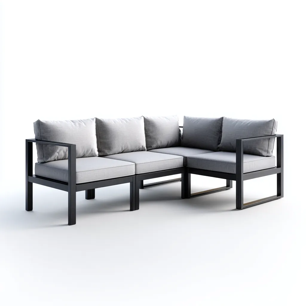 Canapé de jardin aluminium 210x150x75 cm - Gris-Noir - Pour extérieur - Style moderne-Licordanest